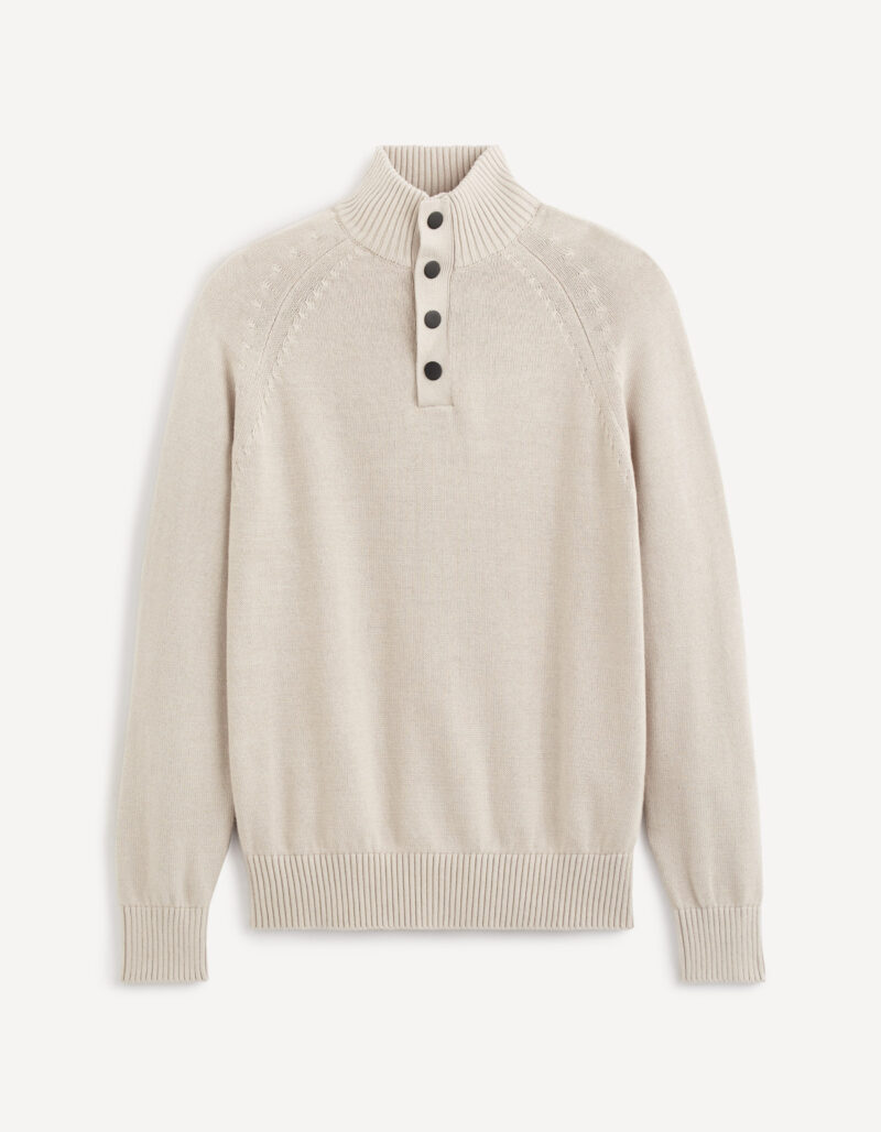 pull col montant 100 coton sable beige 1116073 1 zoom