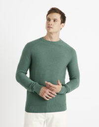 pull col rond 100 coton vert vert 1115845 3 product